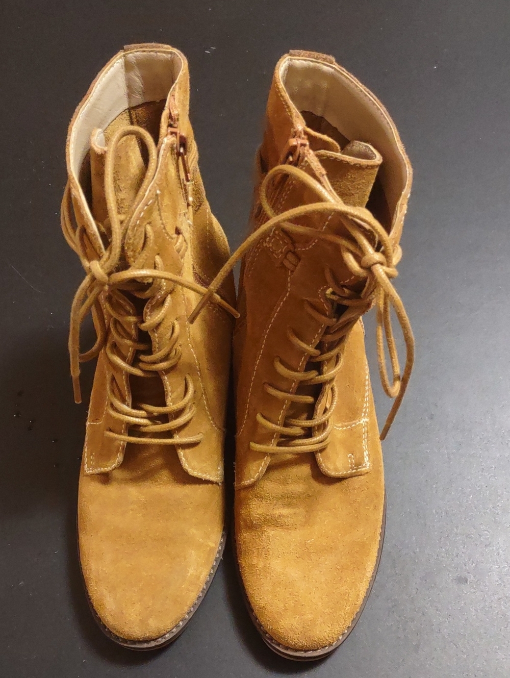 Hush Puppies Women's Lace-Up Suede Ankle Boots in Tan